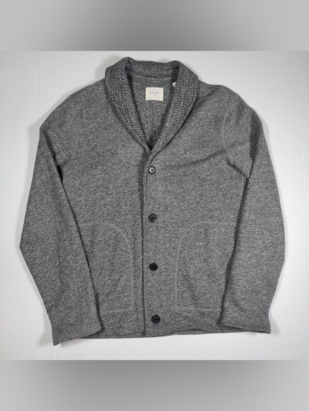 Billy Reid Cotton Blend Light Gray Knit Shawl Collar Cardigan Sz M Made In Peru